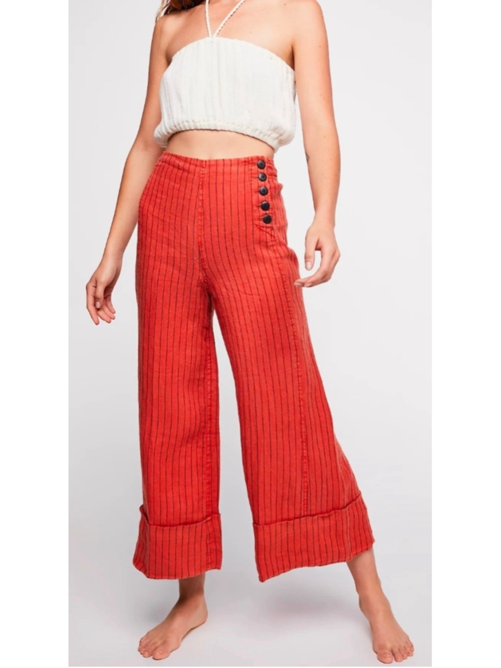 Free People Amalfi High-Rise Cropped Cuffed Size 2